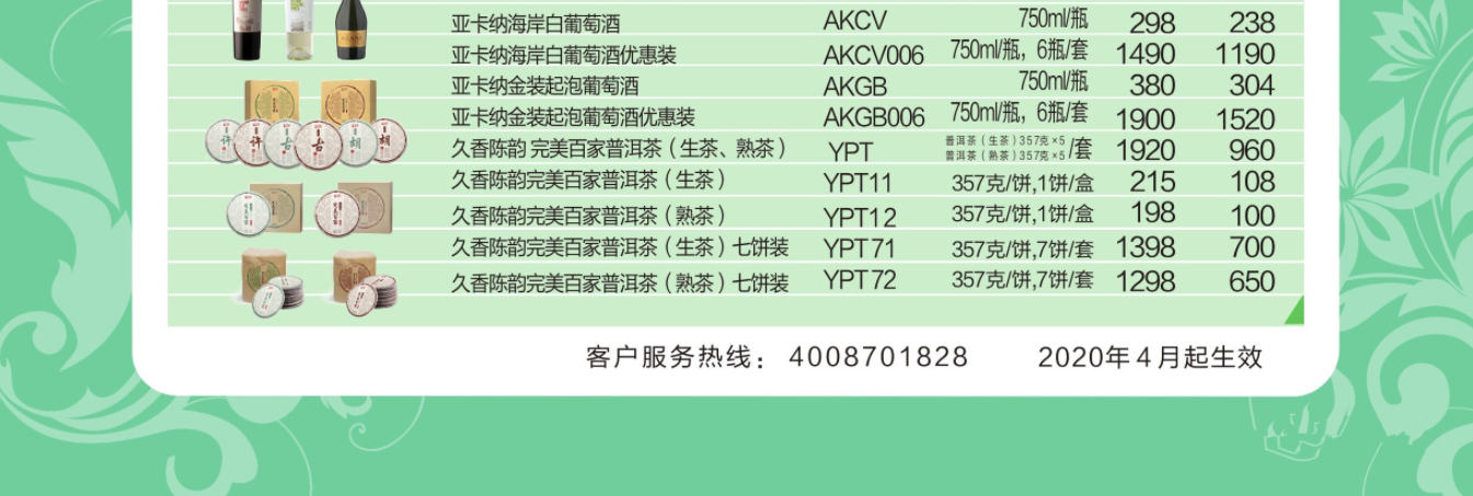 2020完美最新最全价格表来了